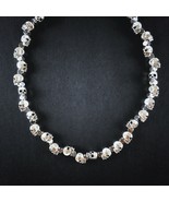 Silver Skull &amp; Hematite Beaded Necklace Chain Handmade Mens Jewelry 18&quot;-... - £50.84 GBP+