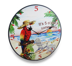 Zeckos Its Five O Clock Somewhere Tropical Parrot Wall Clock 15 in. - £30.95 GBP