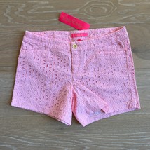 Lilly Pulitzer 5&quot; Kelly Pink Tropics Eyelet Shorts sz 2 NWT - $48.37