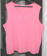 Peachy Pink Cotton Knit Tank Top City Blues by Koret Sz 2XL - €12,86 EUR