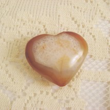 Carved Agate Heart, Carnelian, Chalcedony, 55mm,  - $14.00