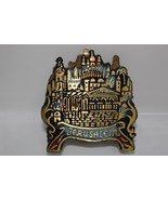VINTAGE SOLID BRONZE ENAMEL JUDAICA JERUSALEM FOOTED NAPKIN HOLDER ILAN ... - $880.59 MXN