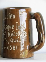 Large Ceramic Beer Soup Coffee Cup Mug Brown Glazed Signed 600ml 5.5&quot; Rare - £37.75 GBP