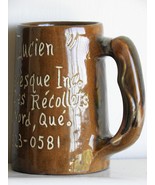 Large Ceramic Beer Soup Coffee Cup Mug Brown Glazed Signed 600ml 5.5&quot; Rare - £37.63 GBP