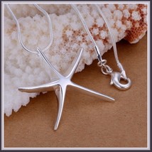 Silver Starfish Good Luck Sea Charm Pendant Unisex Lobster Claw Clasp Necklace - £22.87 GBP