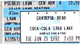 Grateful Dead Konzert Ticket Stumpf Juni 23 1992 Burgettstown Pennsylvania - £42.02 GBP