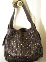Betsey Johnson Brown Leather Shoulder Bag/Purse w/Bronze Tone Studs Decor - £36.82 GBP
