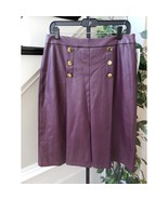 Liz Claiborne A-Line Skirt Womens 6 Purple Faux Leather Button Detail Ba... - $73.11 CAD