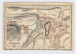 1914 Original Antique City Map Of Lourdes / MIDI-PYRENEES / France - £16.76 GBP