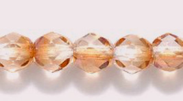 6mm Fire Polish, Transparent Crystal Celsian, Czech Glass Beads 50 tea tan brown - £1.79 GBP