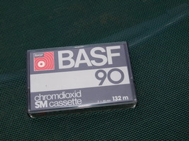 VINTAGE RARE BASF CHROMDIOXID SM 90 ROUND WINDOW BLACK AUDIO CASSETTE AB... - $8.90