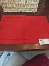Harmon Christmas Red Hemstitch Placemat 13&quot; X 19&quot;-Brand New-SHIPS N 24 H... - £19.68 GBP