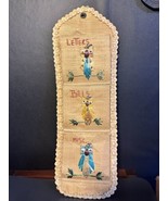Vintage Straw Rafia Hanging Bill Letter Holder With Owls - £11.00 GBP