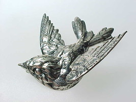 BIRD Vintage BROOCH Pin in STERLING Silver by JEWELART - 1 3/8 inches -F... - $65.00