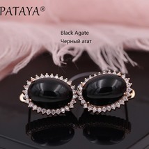 W arrivals onyx natural stone big dangle earrings for women white cubic zircon 585 rose thumb200