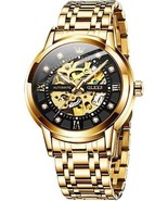 OLEVS Gold Skeleton Men&#39;s Automatic Mechanical Watches self Winding Luxu... - €118,81 EUR