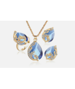 Women Jewelry Set Gold 18K Gold Plated Crystal Peacock Necklace Earrings... - £13.37 GBP