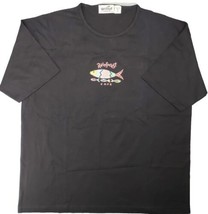 VINTAGE TOP Rainforest Cafe Embroidered fish Size XL T-shirt Black USA Made - £17.95 GBP