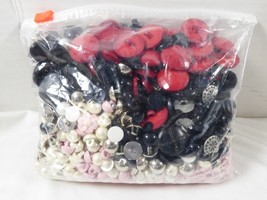 Mix lot Red Black Pink Silver Pearl faux 1 lb 15 oz Bag Plastic Sewing Buttons  - $13.86