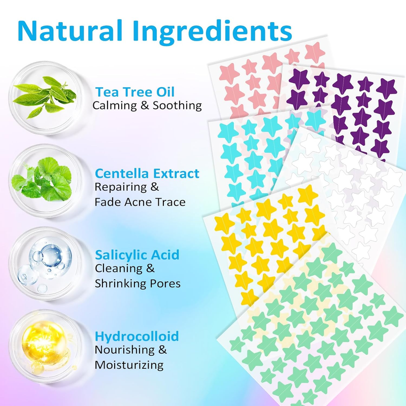 Pimple Patches for Face 240CT,3 Sizes Hydrocolloid Acne Patches,Cute Star Zit Pa Item image 3