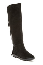 $360 Catherine Malandrino Tavanie Layered Fringe Boots 7 1/2 Black Suede... - £107.37 GBP