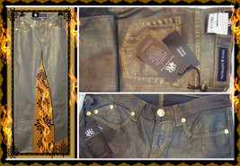 $88 6 Rock &amp; Republic New Money Gold Glitz Slimming Skinny Stretch Women Jeans - £35.34 GBP