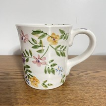Alco Industries Stoneware X-Large  Coffee/Tea Mug Cup White W/ Flowers Leaves - £9.39 GBP