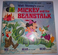 Vtg Disneyland Records &amp; Book Mickey &amp; The Beanstalk 33 ⅓ Playing Record... - $8.17 CAD