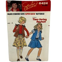 Marie Osmond Vest &amp; Skirt Vintage Sewing Pattern #6424 Sz 7-14 Girls - $4.80
