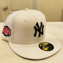 Yankees white cap floral under visor fitted size 7 1/2 cap World Series ... - $34.65