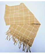 Brooks Brothers 100% Camel Hair Tan Windowpane Plaid 60x11.5&quot; Fringe Trim - $79.89 CAD
