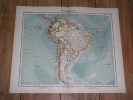 1910 Antique Map Of South America Brazil Argentina Ecuador Chile Peru Bolivia - £15.33 GBP