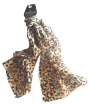 Juncture Brown Black White Leopard Poly Scarf 60&quot; x 11&quot; New W/ Tags - $8.90