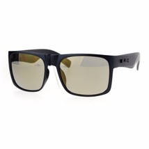 Mens Kush Sunglasses Square Rectangular Black Frame Mirrored Lens UV 400 - £14.94 GBP