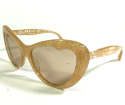 Miu Sonnenbrille SMU 04O KAS-9N1 Gold Glitzer Cat Eye Rahmen Mit Braune Linsen - £116.73 GBP