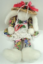Vintage Large Bunny Rabbit w/ Straw Hat - Strawberry Themed - 22&quot; - For Easter - £22.75 GBP