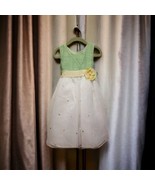 Girls Perfectly Dressed Sz 4 Dress Grn White Yellow Sleeveless Spring Ea... - $13.85