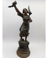 French EN DETRESSE Sculpture Bronze Color, Cast Silver Metal Lamp approx... - £182.16 GBP