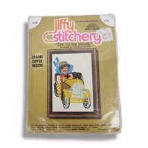 Jiffy Stitchery Off To The Social Embroidery Kit Sunset Designs 1974 753 Gerrish - £7.49 GBP