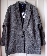New Gap Women&#39;s Marbled Single Button Wool Blend Blazer/Coat GreyBlack S... - £36.47 GBP