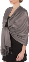 Dark Gray - 78X28 2PLY Pashmina Solid Silk Shawl Wrap Cashmere Stole Scarf - £15.30 GBP