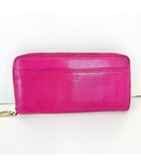 TUSK New York Pink Pebbled Leather Accordian Clutch Wallet Womens Stained - £11.01 GBP