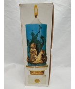 Vintage Nativity Christmas Adoration Candle And Holder 5 1/4&quot; - $11.88