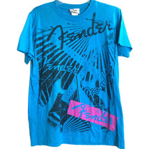 Fender &quot;The Rock and Roll Life Style&quot;  Turquoise, black and Pink tee Sz M - £21.52 GBP