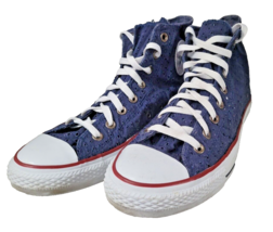 Converse 11 Chuck Taylor All Star High Top Blue Lace Die Cut Fabric Women - £27.12 GBP