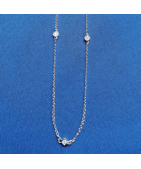 Earth mined Diamond Station Deco Necklace Hand made 14k White Gold Chain... - €1.391,98 EUR