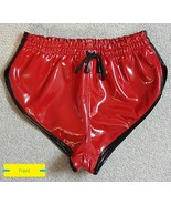 Beautiful Men&#39;s panties High quality Red PVC shorts size S to 3XL - $42.99