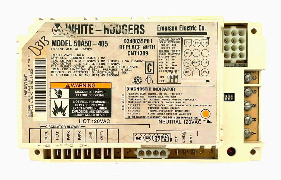 White Rodgers 50A50-405 Furnace Control Module Trane D340035P01 used #D313* - $190.00