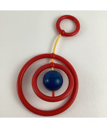 Vintage 70s Baby Toy Johnson &amp; Johnson Red Rings Rattle Teether 1977 Par... - €34,10 EUR