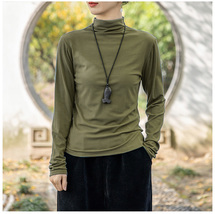 Women Solid Green Color Long Sleeve Casual Blouse - £30.58 GBP